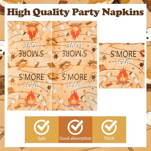 S’Mores Camping Party Plates Supplies - Serves 48-192Pcs S’More Love Fun Campfire Party Tableware Decorations Disposable Paper Plates Napkins Forks Birthday Baby Shower - Image 4
