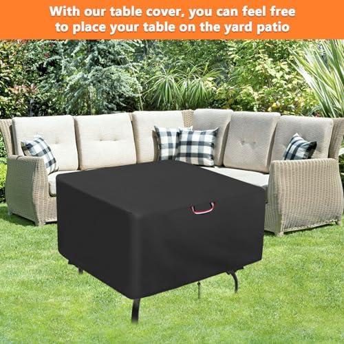 38 Inch Patio Table Cover, 38x38 in Outdoor Waterproof Square Table Cover - Image 3