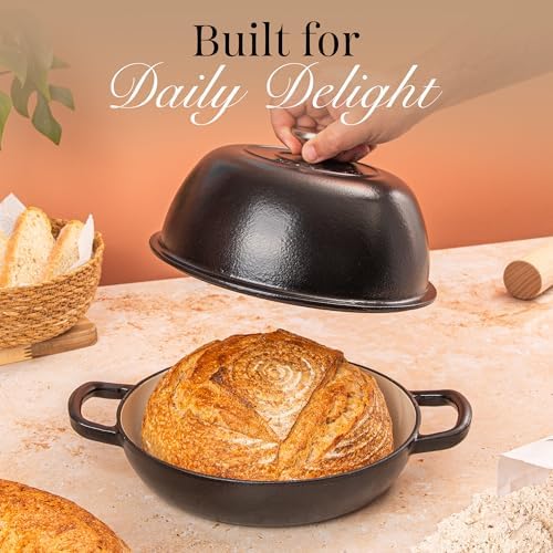 Enamelled Cast Iron Dutch Oven Pot – Dutch Oven For Sourdough Bread Baking – Cast Iron Bread Pot – Black, 6 Quarts, 26cm – by Nuovva - Image 5