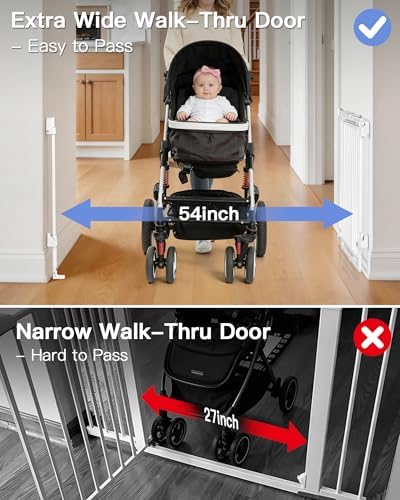 Baby Gate for Doorways&Top/Bottom of Stairs, 31-54"W Heavy Duty Dog Gate - Image 3