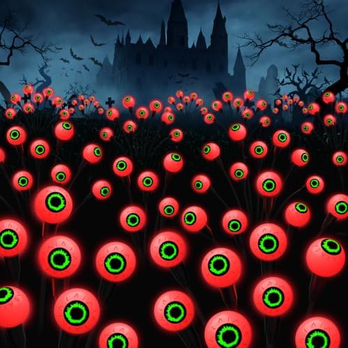Halloween Decorations Outdoor, 6Pack 48 LEDs Solar Eyeball Lights by Cnuoky