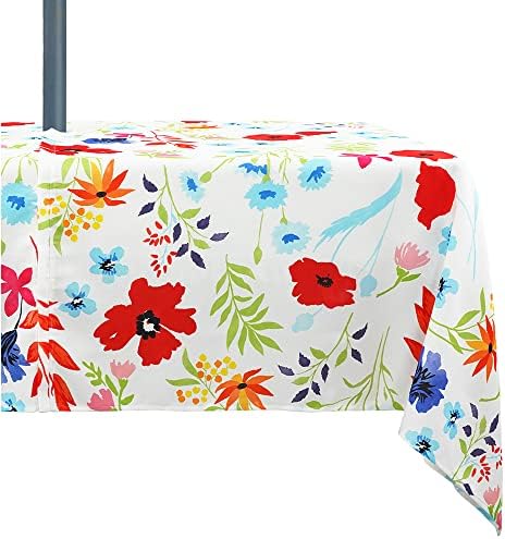 Outdoor Tablecloth with Umbrella Hole Umbrella Tablecloth Patio Tablecloths with Zipper for Courtyards, Terraces, and Beaches 60 x 120 in by Rodvnyh