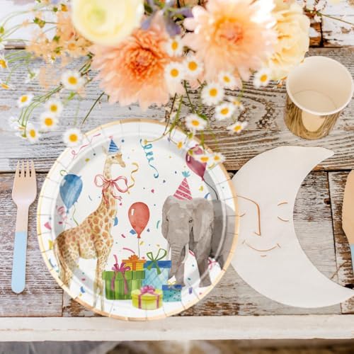 WRAPAHOLIC 25Pcs Birthday Paper Plates - 9 Inch Adorable Animal Disposable Plates Decorative Dinner Plates for Party Tableware Supplies Table Decor - Image 3