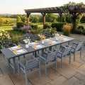 10-Piece Outdoor Dining Set, All-Weather HDPE Patio Furniture, Two 66.5" Slatted Table with 1.6" Umbrella Hole & 8 Ergonomic Armchairs, Heavy Duty 350lbs Capacity, UV Resistant, Gray by Unknown