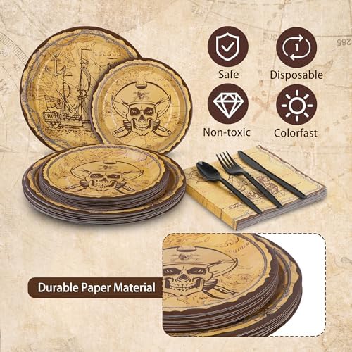 Kochorie 169 Pieces Pirate Tableware Set Pirate Birthday Party Decorations - Image 4
