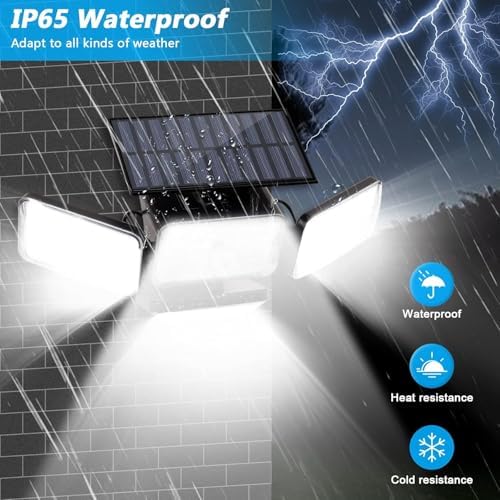 Solar Lights Outdoor, 288 LED 2800LM Motion Sensor Outdoor Light with Remote Control, 4 Heads IP65 Waterproof Solar Flood Security Lights for Outside Patio Wall -4PACK - Image 4
