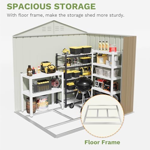 Patiowell 6x4 FT Outdoor Storage Shed with Floor Frame, Metal Garden Sheds - Image 3