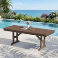 KINGYES Outdoor Dining Table,84'' HDPE Patio Table with Umbrella Hole,Brown by KINGYES