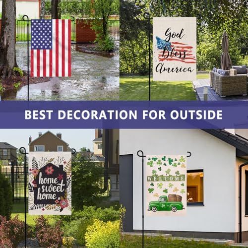 YEAHOME 2PC Premium Garden Flag Stand Holder, Weather-Proof Metal Powder-Coated Flagpole for American, Christmas, Winter, Birthday Flags - Image 7