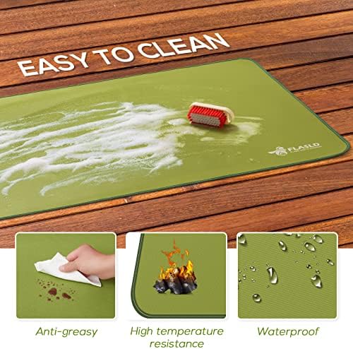 FLASLD Outdoor Fireplace Stove Mat, 24 X 42 inches Fireproof Pad for Floor, Carpet, Rug, Grass, Deck and Patio - Resists Ashes, Sparks, Charcoal, Soot and Flames, Spinach Green - Image 3