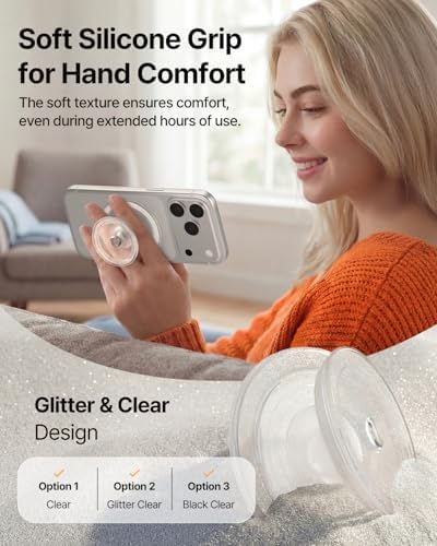 Sinjimoru Magnetic Phone Grip for MagSafe, Soft Silicone, Crystal Clear - Image 2