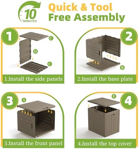 30 Gallon Waterproof Resin Deck Box, UV Resistant Outdoor Storage for Garden, Patio, Porch, Delivery（Grey，30 Gallon） - Image 7