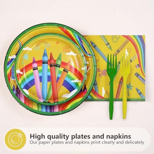 96Pcs Crayon Themed Birthday Party Supplies, Serves 24 - Image 2