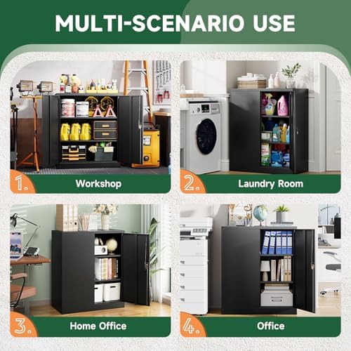Letaya Metal Storage Cabinets with Lock Door,2 Adjustable Shelves Organizer Steel Storage Cabinets for Home,Office,Warehouse,Garage,Employee Lockers(Black) - Image 7
