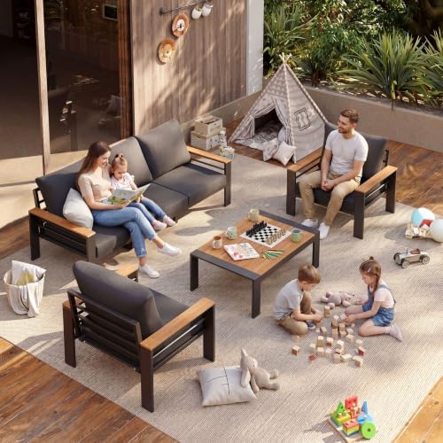 Aoxun Patio Furniture Set, Aluminum Outdoor Furniture with Oversized Seats - Image 2