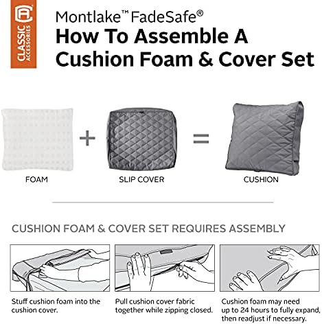 Classic Accessories Montlake FadeSafe Patio Chair/Loveseat Back Quilted Cushion, 21 x 20 x 4 Inch, Grey, Outdoor Loveseat Cushions - Image 5