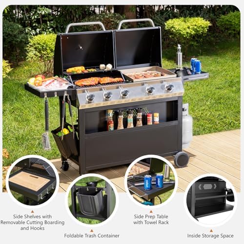 Sophia & William Propane Gas Grill and Griddle Combo, Dual Outdoor BBQ - Image 5