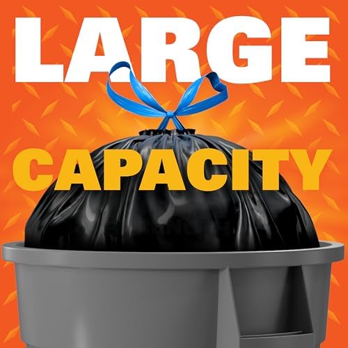 Hefty Strong 30 Gallon Trash Bags, Large Trash Bags 30 Gallon Size, Durable Drawstring Enclosure, Resists Punctures, Leaks, and Tears, Black, Unscented, 56 Bags - Image 6