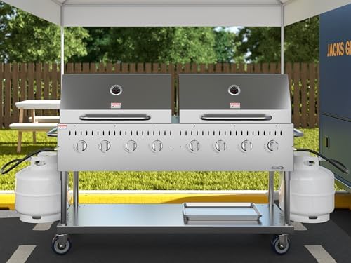 60 in. 8-Burner Commercial Outdoor Propane Gas Grill with 2 Roll Dome Covers in Stainless-Steel, ETL Listed (CGKIT6-D30D30) - Image 5