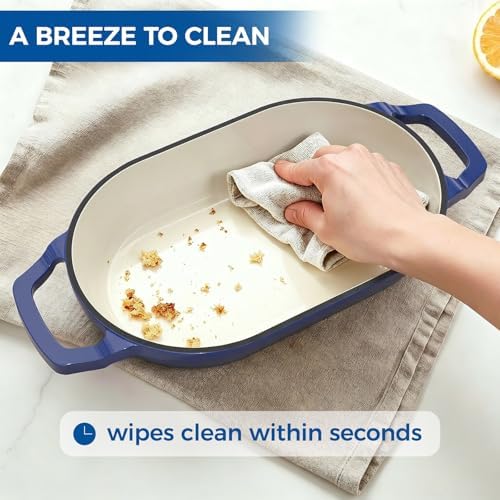Wildone Enameled Cast Iron Dutch Oven Pot with Lid, Oval Bread Oven - Image 7