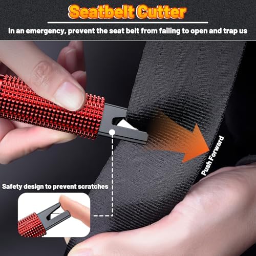smosun Safehammer - 2026 Upgraded Safe Hammer Glass Breaker Under Water, Car Hammer Seatbelt Cutter Window Breaker Emergency Escape Tool, Safehammer Glass Breaker for New Cars (3PCS Red Black Silver) - Image 4