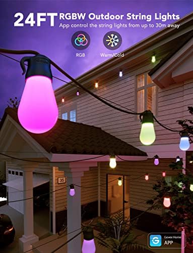 Govee Smart Outdoor String Lights H7029, 24ft RGBIC, IP65, 47 Scene Modes - Image 2