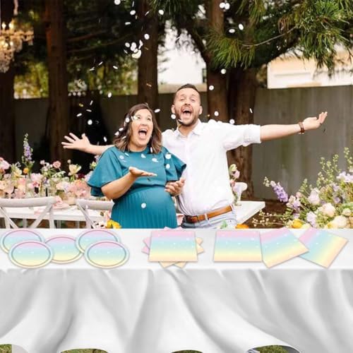 40pcs Pastel Rainbow Party Decorations Pastel Rainbow Paper Plates and Napkins For Baby Shower Decorations,Suitable for 20 Guests - Image 5