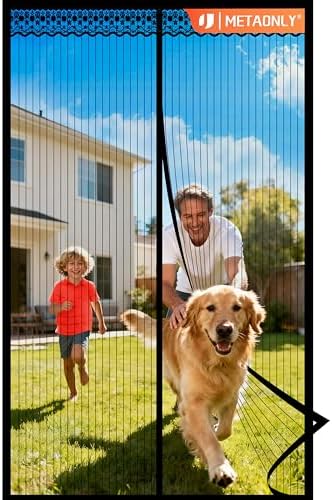 METAONLY Magnetic Screen Door Mesh, Works for Patio, Sliding Door, Keeps Bug Mosquito Out, Fresh Air Flow, Fits 30" x 80" Door - Curtain Size 32" x 82", Black with Lace by Giveyouthebestexperience