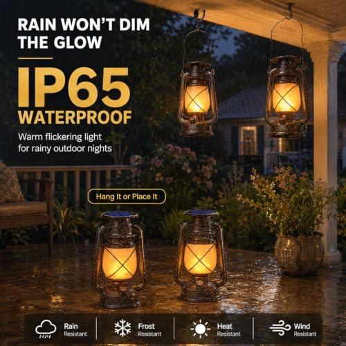 Marlrin Solar Lanterns Outdoor Waterproof 2 Pack LED Flickering Light - Image 3