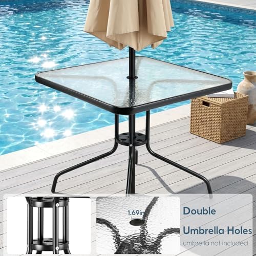 Arlopu 5 Pieces Outdoor Patio Dining Set, Glass Table and Textilene Chair - Image 6