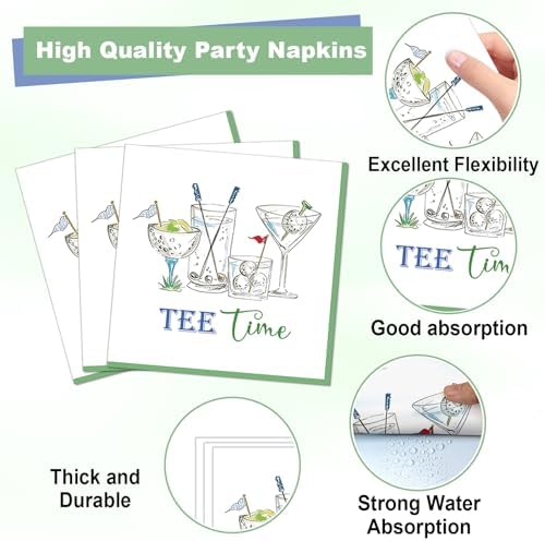 96PCS Golf Birthday Plates and Napkins Tee Time Party Supplies for Baby Shower Sports Theme Disposable Dessert Paper Plate Green Martini Golf Theme Party Fans Events Tournament Celebration Decorations - Image 4