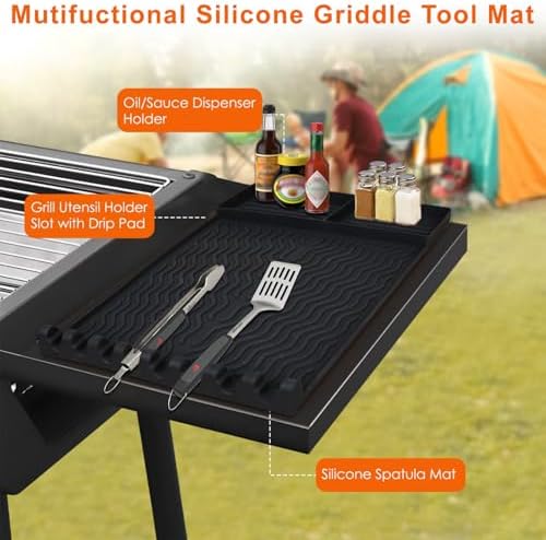 Silicone Grill Mat for Flat Top, Heat Resistant Griddle Tool Mat, Black - Image 4