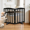Freestanding Dog Gate Indoor,Doggie Gate Foldable Pet Gates for Doorways,Stairs or Hallways, Wooden Black Pet Gate for the House, Pet Fence with Support Feet Included,24 "Height-2 Panels by SFJC