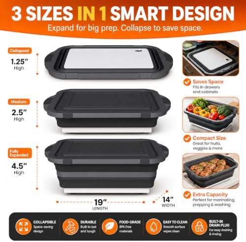 Collapsible BBQ Prep Tub - for Marinating Meal Prep Washing - Image 4