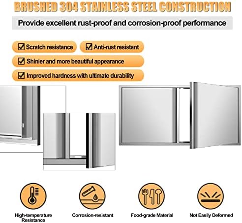 42" W x 21" H Outdoor Kitchen Doors Stainless Steel BBQ Access Door,Flush Mount Kitchen Door for Outdoor Kitchen and BBQ Island - Image 7