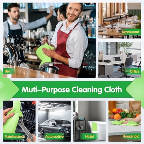 FIXSMITH Sage Green Microfiber Cleaning Cloth -Pack of 12, Highly Absorbent Cleaning Rags, 16"X12" All Purpose Cleaning Towels for Housekeeping, Kitchen, Car, Lint Free and Reusable Microfiber Towels - Image 7