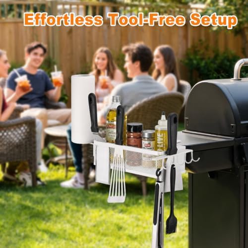 Griddle Caddy Side Shelf Organizer Grill Tool Holder (White) - Image 5