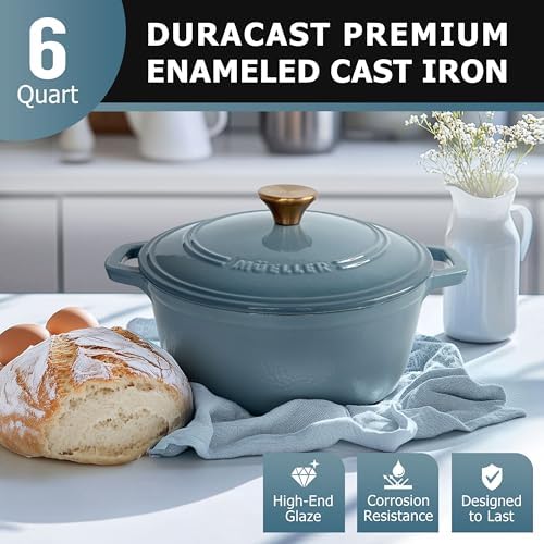 MUELLER HOME 6 Quart Enameled Cast Iron Pot Dutch Oven, Heavy-Duty - Image 2