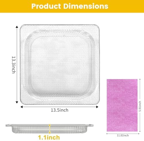 Air Fryer Basket for Ninja Foodi SP101 Digital Air Fryer Countertop Oven, 13.5 * 13.3'' Steel Wire Rack Accessorie Tray for Ninja Foodi SP100, SP101B1, SP101C Convection Oven, Dishwasher Safe - Image 2