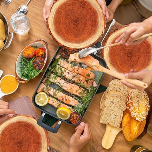 120 Pcs Rustic Wood Grain Dessert Paper Plate 9"Natural Farmhouse Wood Slice Paper Dessert Plates Camping Wood Grain Slice Service Trays for Camping Hunting Lumberjack Birthday Party Supplies - Image 4