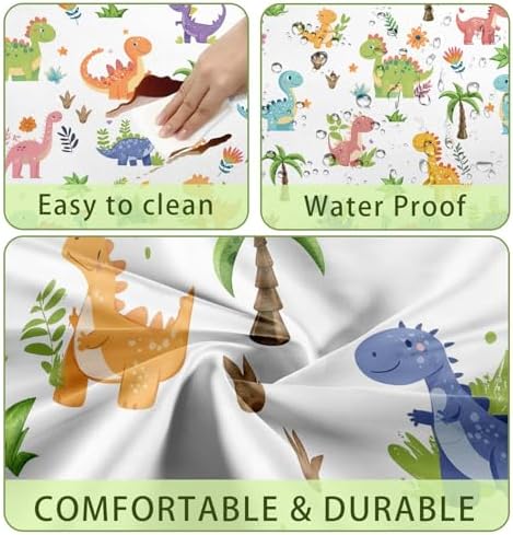 Funny Dinosaur Picnic Table Cover with Bench Covers and Bag, Camping Essentials, Animal Waterproof Windproof Fabric, Fitted Tablecloth Cover with Elastic Edge, for Indoor & Outdoor, 3 PCS, 30x60 Inch - Image 4