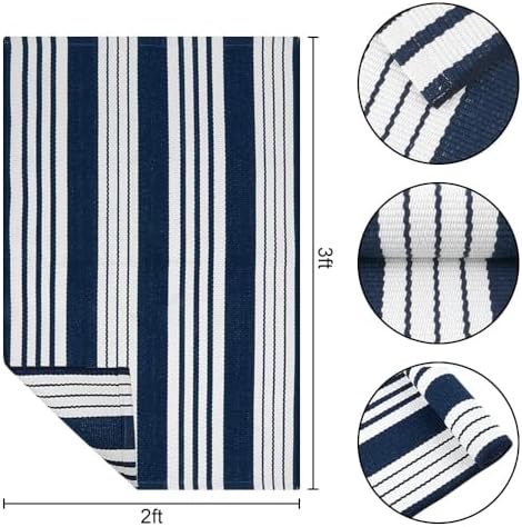 Fall Front Door Mat Outdoor Halloween Welcome Mat 2'x3' Striped Porch Rugs - Image 2
