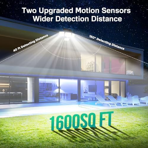 LYWALT Solar Outdoor Lights - 3000LM 188 LED Motion Sensor Outdoor Lights, 4 Heads Security Light,IP65 Waterproof, Easy Install,270°Wide Angle Flood Wall Light with 3 Modes for Backyard Yard - Image 4