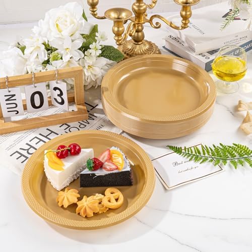 WELLIFE Gold Plastic Plates 10 Inch 50 Count - Image 2
