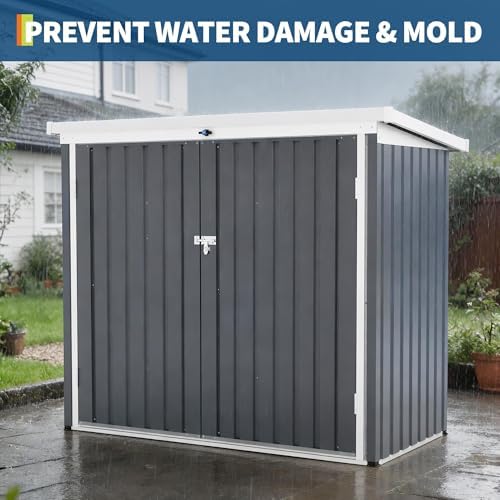 Garvee Outdoor Trash Storage Shed– 5.8x3.3 FT, Lock Latch, Sloped Roof - Image 6