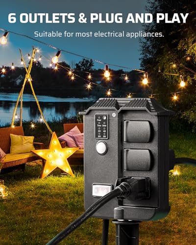 DEWENWILS Outdoor Power Stake Timer with Remote Control, Dusk to Dawn Timer - Image 4