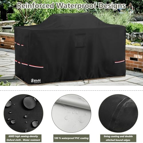 Bitubi 78 Inch Island Grill Cover - 600D Heavy Duty Waterproof All Weather Protection Extra Large Grill Cover,Black - Image 4