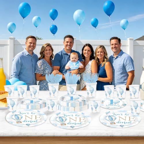 168Pcs Hot Air Balloon 1st Birthday Party Decorations,Serves 24 - Image 5