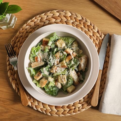 Gibson Home Candy Skies 12 Piece Unbreakable Wheat Straw Melamine Plates and Bowls Dinnerware Set - Outdoor, Camping, & Everyday Use - Matte Exterior/Shiny Interior Taupe Cream - Image 3