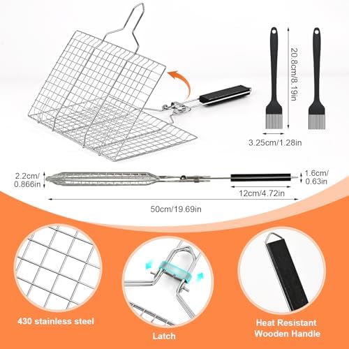 Fish Grill Basket, Folding Portable Fish Grilling Baskets For Outdoor Grill - Image 5